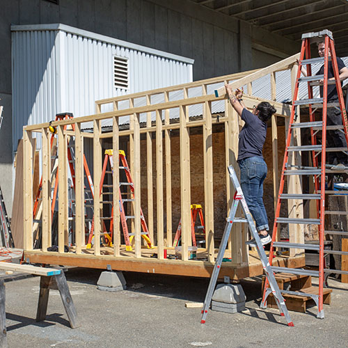 people building a shed